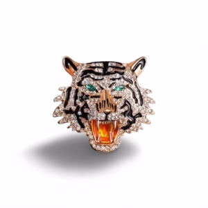 Diamond Simulant Rhinestone Tiger Men Brooch
