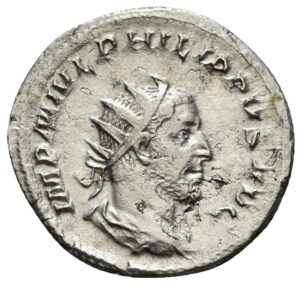 Philip I The Arab coin, Antoninianus Roman coin, ancient Roman silver coin, Roman Empire collectible, Philip I 244-249 coin, ancient coin investment, Roman numismatics, silver Antoninianus 24mm, historical Roman artifact, rare ancient coin