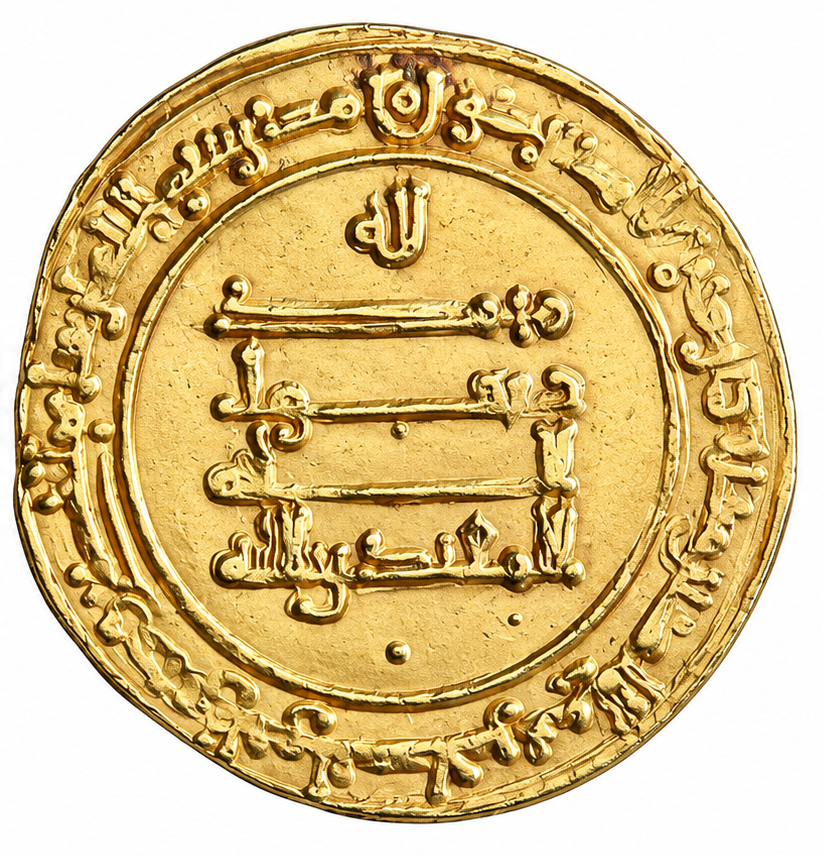 Abbasid gold dinar, Al-Muqtadir Billah dinar, Al-Ahwaz mint coin, AH 318 gold dinar, 930 CE Islamic coin, medieval Islamic gold coin, Abbasid Caliphate numismatics, rare Islamic gold dinar, ancient gold coin investment, House of Emirates®, Islamic numismatic treasure, collectible Abbasid dinar, historical gold coin, museum quality Islamic coin, Islamic Golden Age artifact