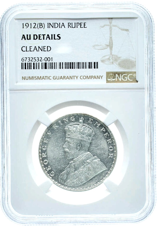 1912 George V Rupee, British India Silver Coin, India 1 Rupee 1912