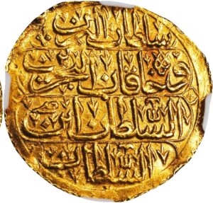 Ottoman Empire Gold Ashrafi Altin AH 1115 (1703/4 AD), Sultan Ahmed III, Cairo Mint, NGC Certified