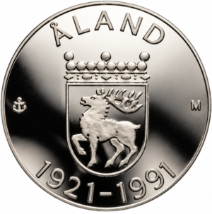 Finland 100 Markkaa 1991 .925 sterling silver 70th anniversary of Åland autonomy