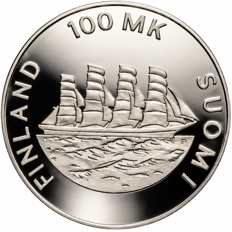 Åland Islands : Finland 100 Markkaa 1991 Silver Coin — 70th Anniversary of Åland’s Autonomy - Image 2