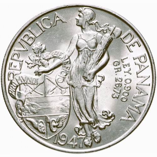 Panama Silver Treasure: 1 Balboa 1947 – Majestic .900 Silver Coin - Image 2