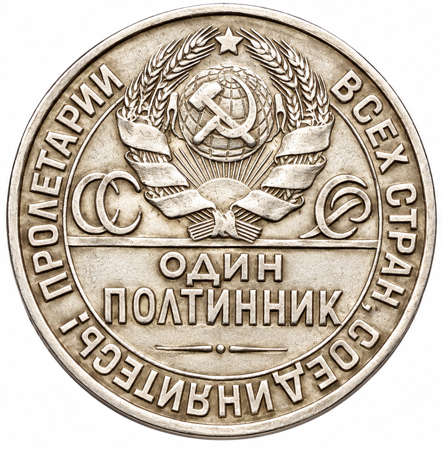 Historic Soviet silver coins and rare Russian numismatic treasures from the early USSR, featuring iconic 1925 industrial-era coinage.