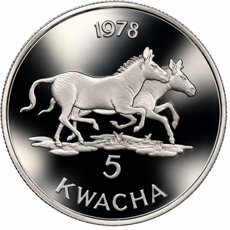 Malawi 1978 Silver 5 Kwacha .925, 28.28g, president Hastings Banda portrait